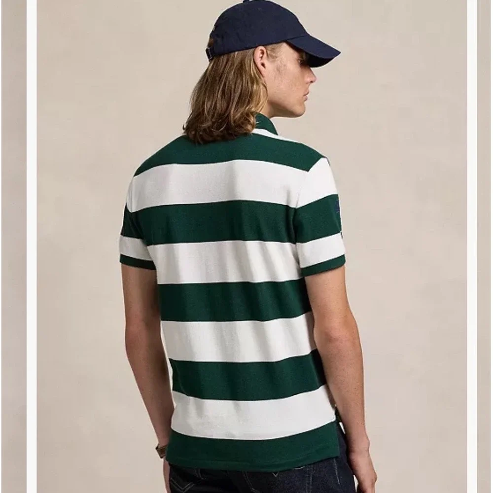 Polo Ralph Lauren Mens 4XB Green White Striped Big Pony Crest Polo Shirt NWT